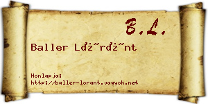 Baller Lóránt névjegykártya